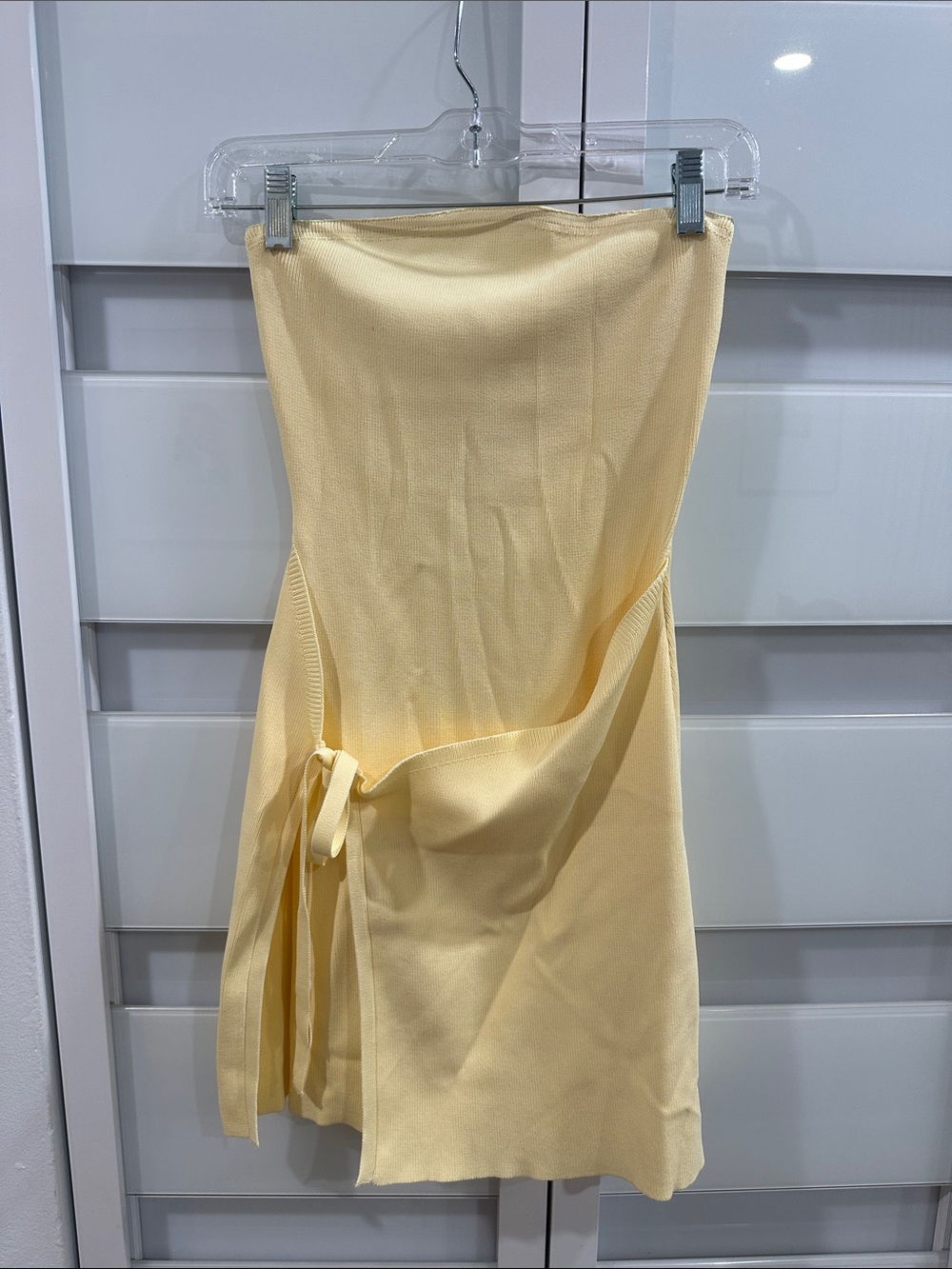 Meshki Pale Yellow Mini Skirt with Side Tie